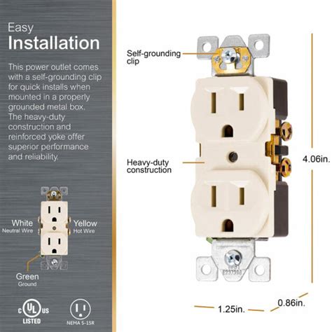 selg grounding outlet metal box|self grounding receptacle.